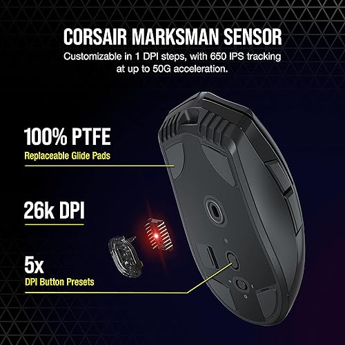 Miniatura 6 de CORSAIR SABRE RGB PRO Wireless Champion Series, mouse inalámbrico para juegos FPSMOBA, negro