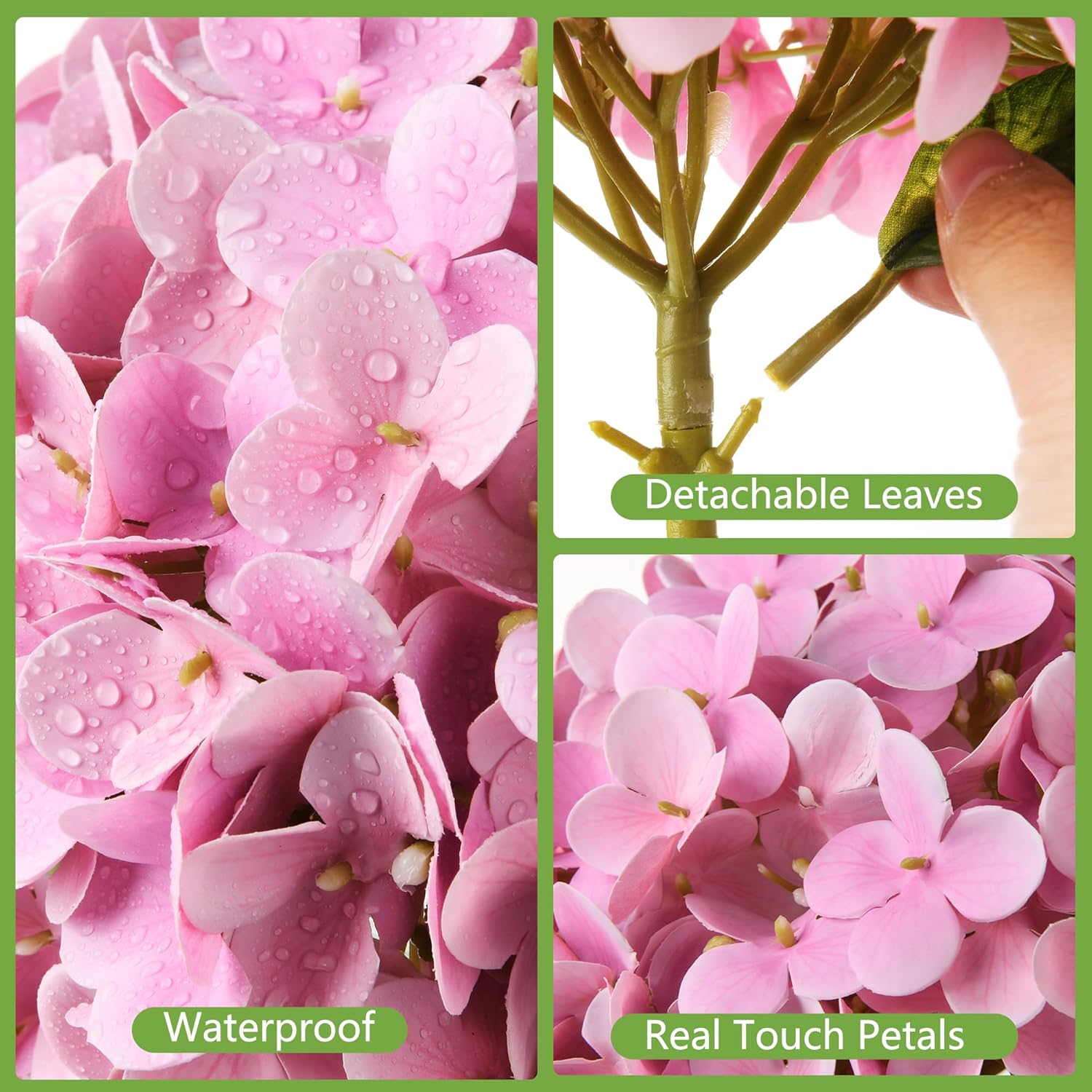 Artificial Hydrangea Flowers Arrangements in Glass Vase for Home Decoration, Faux Hydrangea Flowers for Floral Arrangements with Faux Water Wedding Bouquets Kitchen Table Centerpiece Decorations
