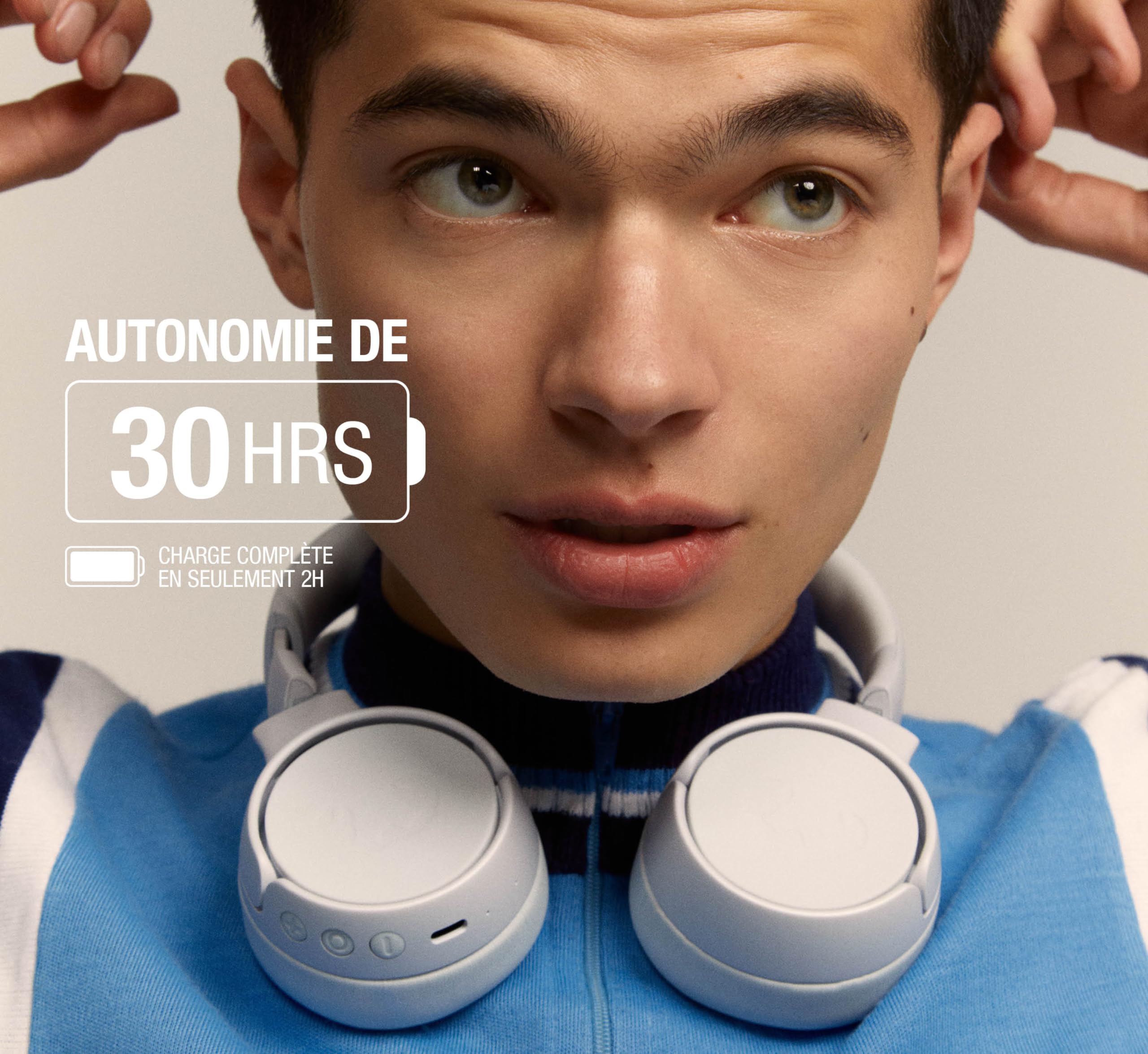 Fresh 'n Rebel Code Fuse, Casque Bluetooth sans Fil Supra-Aural, 30h D'Autonomie, avec Microphone et Assistant Vocal, Commandes de Volume et Boutons de Lecture/Pause, Pliable (Ice Grey)