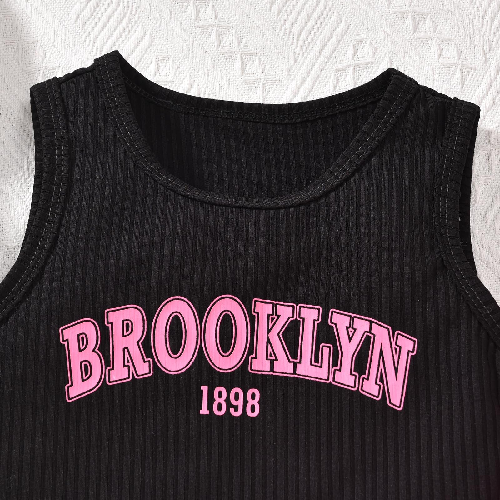 GOOCHEER Infant Baby Toddler Girl Clothes Sleeveless Camisole Tank Top Pants Set Summer Outfit for Girls (Black Brooklyn, 2-3T)