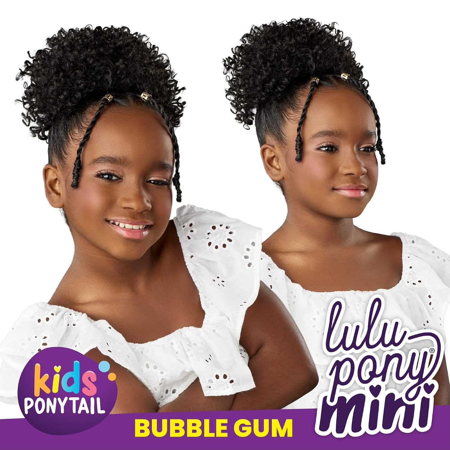Sensationnel Lulupony mini - bubble gum ponytail drawstring for kids synthetic pony up do wig piece (1 JETBLACK)