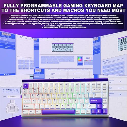 Miniatura 9 de Aula Hero 84 HE - Teclado mecánico para juegos al 75% con cable, interruptores magnéticos, teclado de efecto Hall intercambiable en caliente, modo