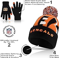 Vista 202 de Ultra Game Gorro de invierno de punto súper suave oficial de la NFL con guantes extra cálidos para pantalla táctil