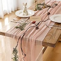 Vista 25 de Keketoarrange - Caminos de mesa rústicos de gasa color blanco marfil crema, 120 pulgadas y 10 pies, camino de mesa largo de tela de queso traslúcida