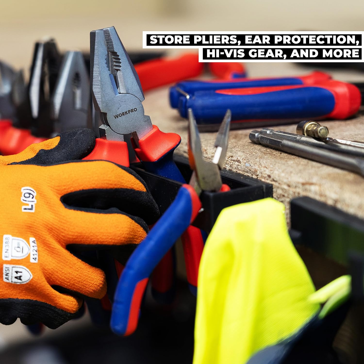StealthMounts Wall Hive System Pliers & Hook Racks – 4 Pack Tool Holders for Garage & Workshop Storage – Heavy Duty Wall Mount for Pliers, Hammers, Screwdrivers & More