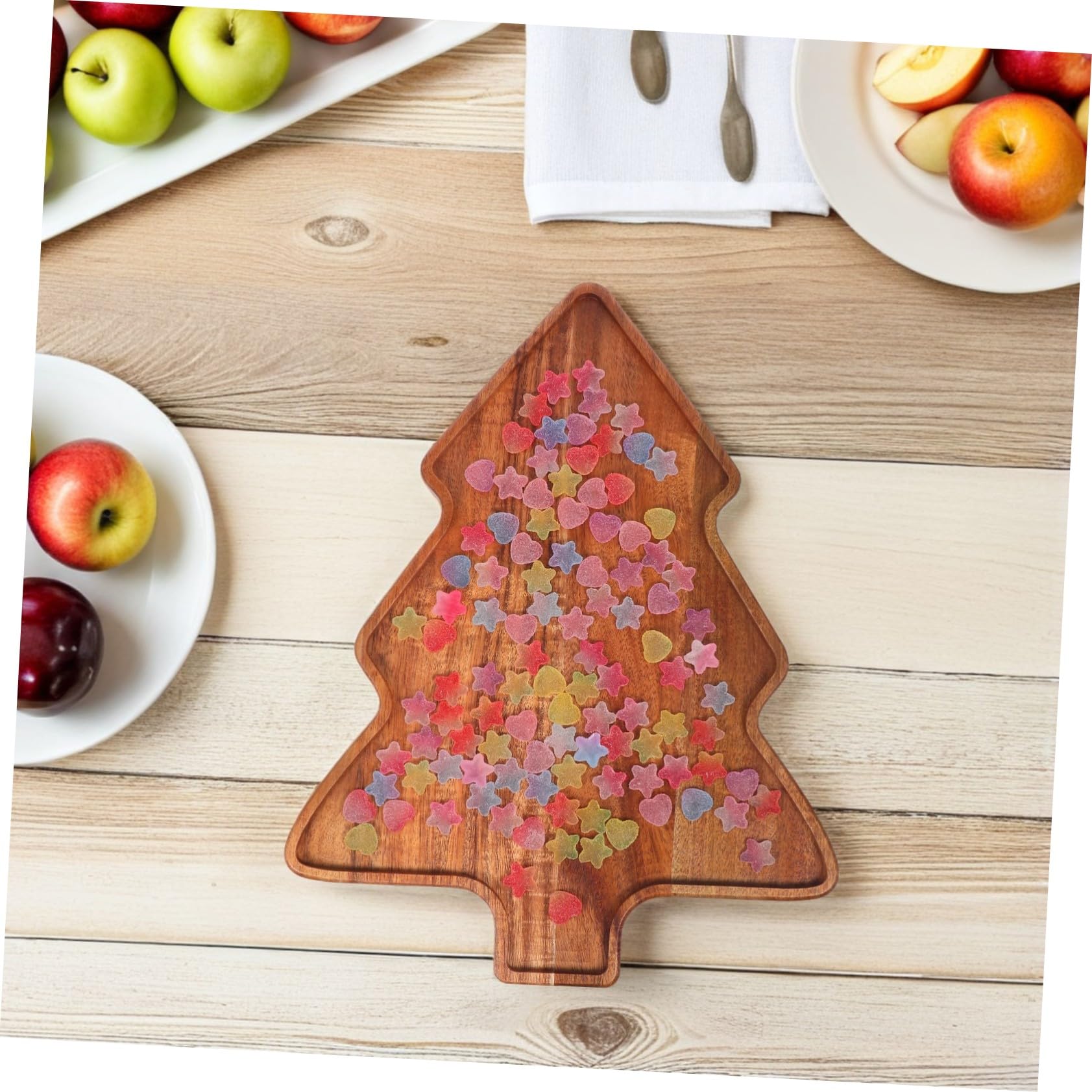 MAGICLULU Bandeja De Madera Forma De Árbol De Navidad Bandeja para Servir Quesos y Postres para Fiestas De Navidad Plato De Madera Navideño