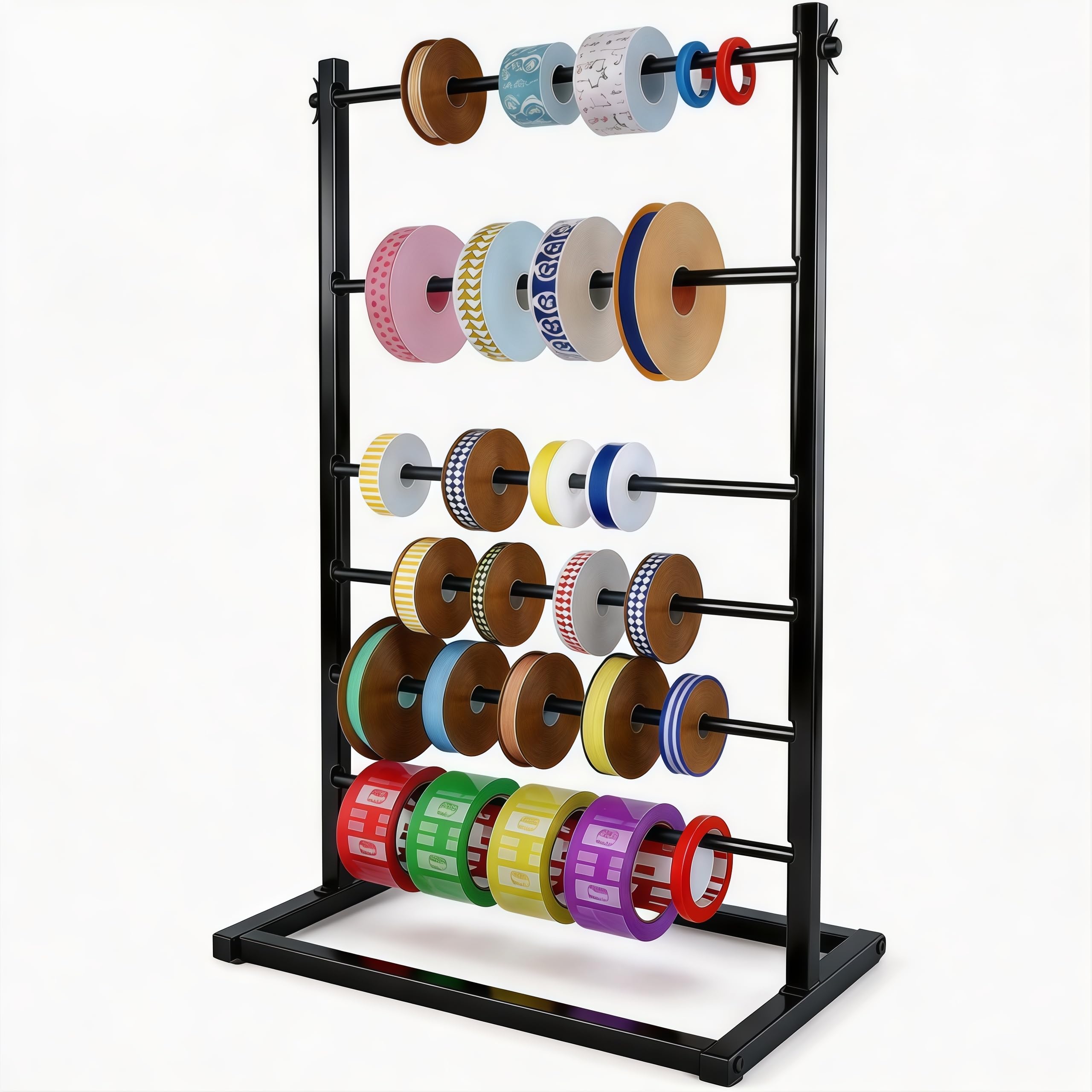 Bandhalter, 45 x 30 x 80 cm Rollenhalter Geschenkband mit 6 Ebenen Höhenverstellbarer Bandaufbewahrungsregal mit Eingebetteten Rillen Rollenhalterung Bastel Band Halter Organizer für Zuhause Floristen