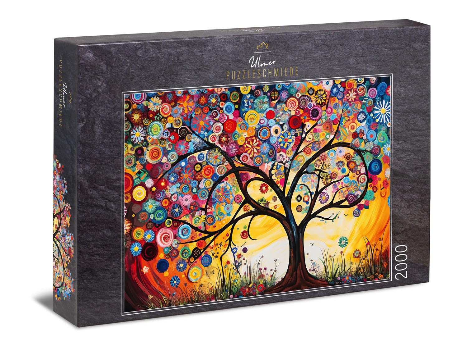 Ulmer Puzzleschmiede - Puzzle de 2000 piezas "Sinfonía de los Capullos jóvenes" - maravilloso diseño creativo de árbol como original diseño de rompecabezas de 2000 con plantilla de caja - también para