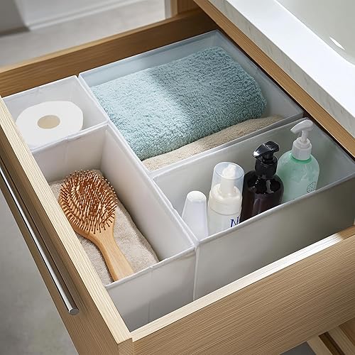 Miniatura 4 de TYEERS Organizadores de cajones, tela duradera, lavable, con tablas de soporte base, cajas de almacenamiento pequeñas para baño, armario, aparador