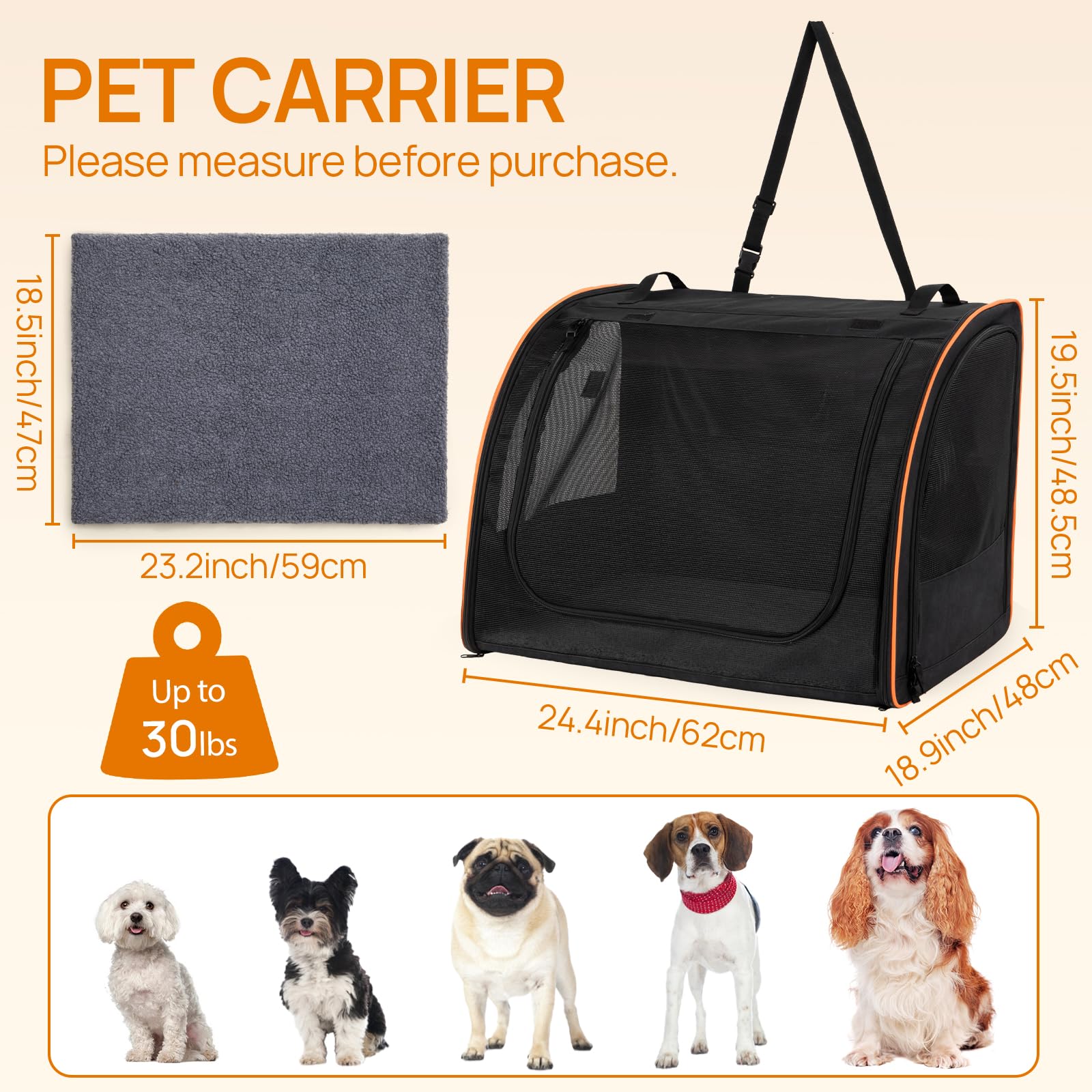 Hunde Autositz Faltbare Transportbox für Reise, Hundetragetasche Katzentragetasche Pet Carrier Transporttasche für Kleine Hunden Katzen bis zu 30 Lbs