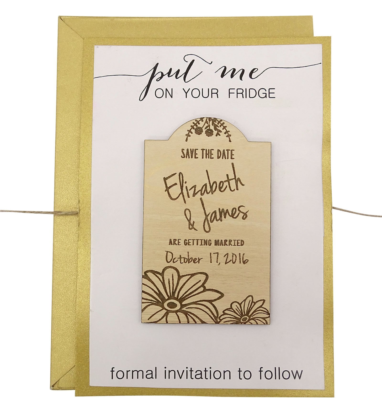 Aimant en bois gravé personnalisé 20 aimant bois annonces de mariage