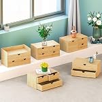 Organisateur de bureau en bambou - Mini Bamboo bureau tiroir Tabletop Boîte d'organisation de rangement pour les fournitures de bureau de toilette à la maison, pas d'assemblage requis (3 Tiroir avec étagère)