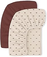 MiFlor Muslin Crib Sheets 2-Pack - Ultra Soft Breathable 100% Cotton Fitted Sheets 52x28x8 for Standard Crib Mattress