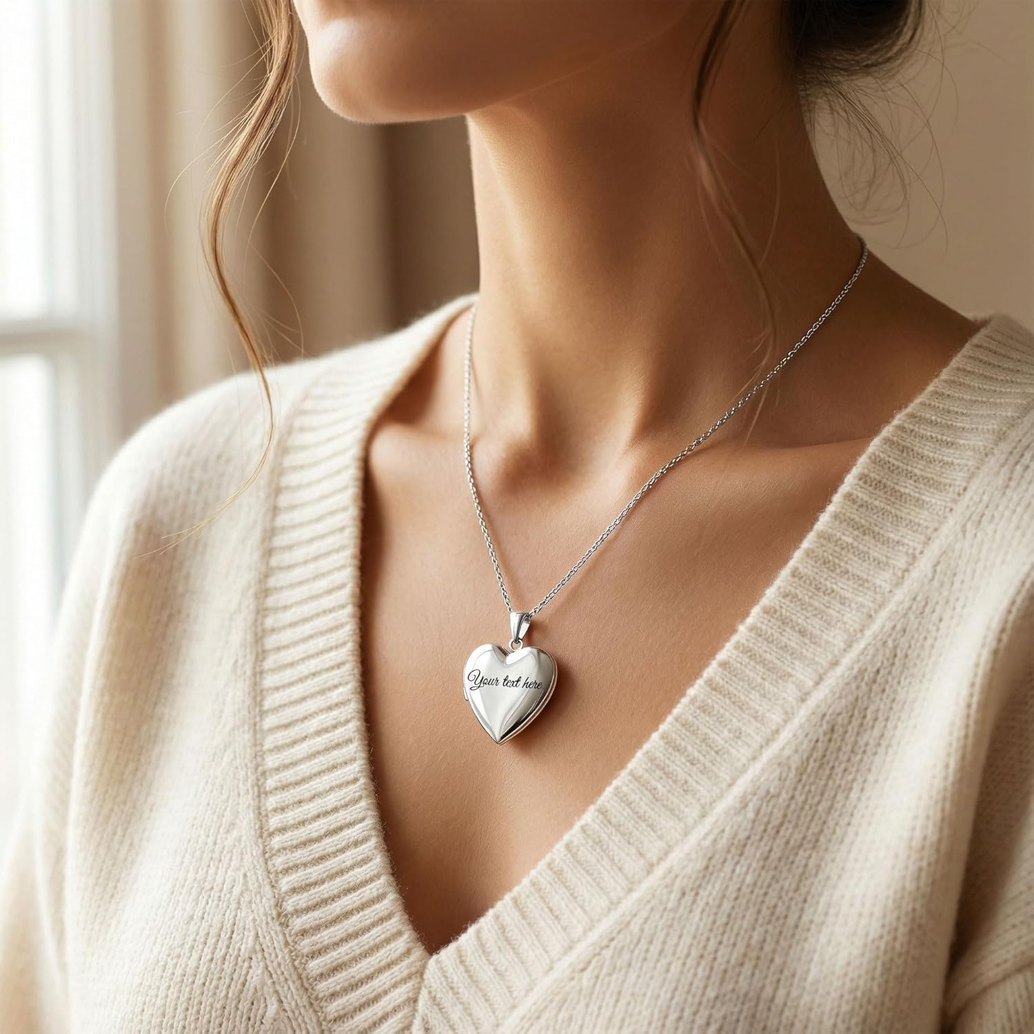 Locket Necklace – Personalized Heart Locket Necklace That Holds 2 Pictures for Women, Custom Photo Memorial Locket Jewelry for Mom Wife, Thanksgiving Anniversary Birthday Gifts - Image 7