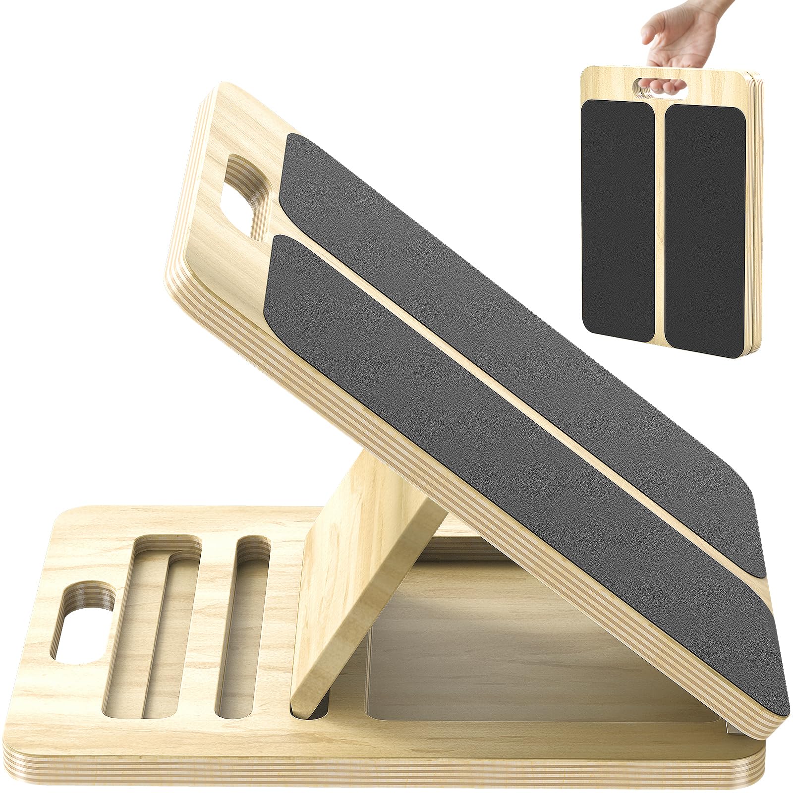 Wooden Calf Stretcher Slant Board with 5 Tilt Angles Professional Calf Stretcher for Squats Muscle Stretching Balance