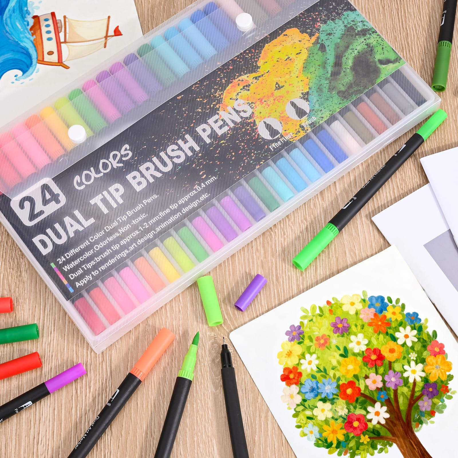 Feutres Coloriage Adulte, 60 Couleurs Feutre Double Pointe, Feutre Professionnel Pour Dessin