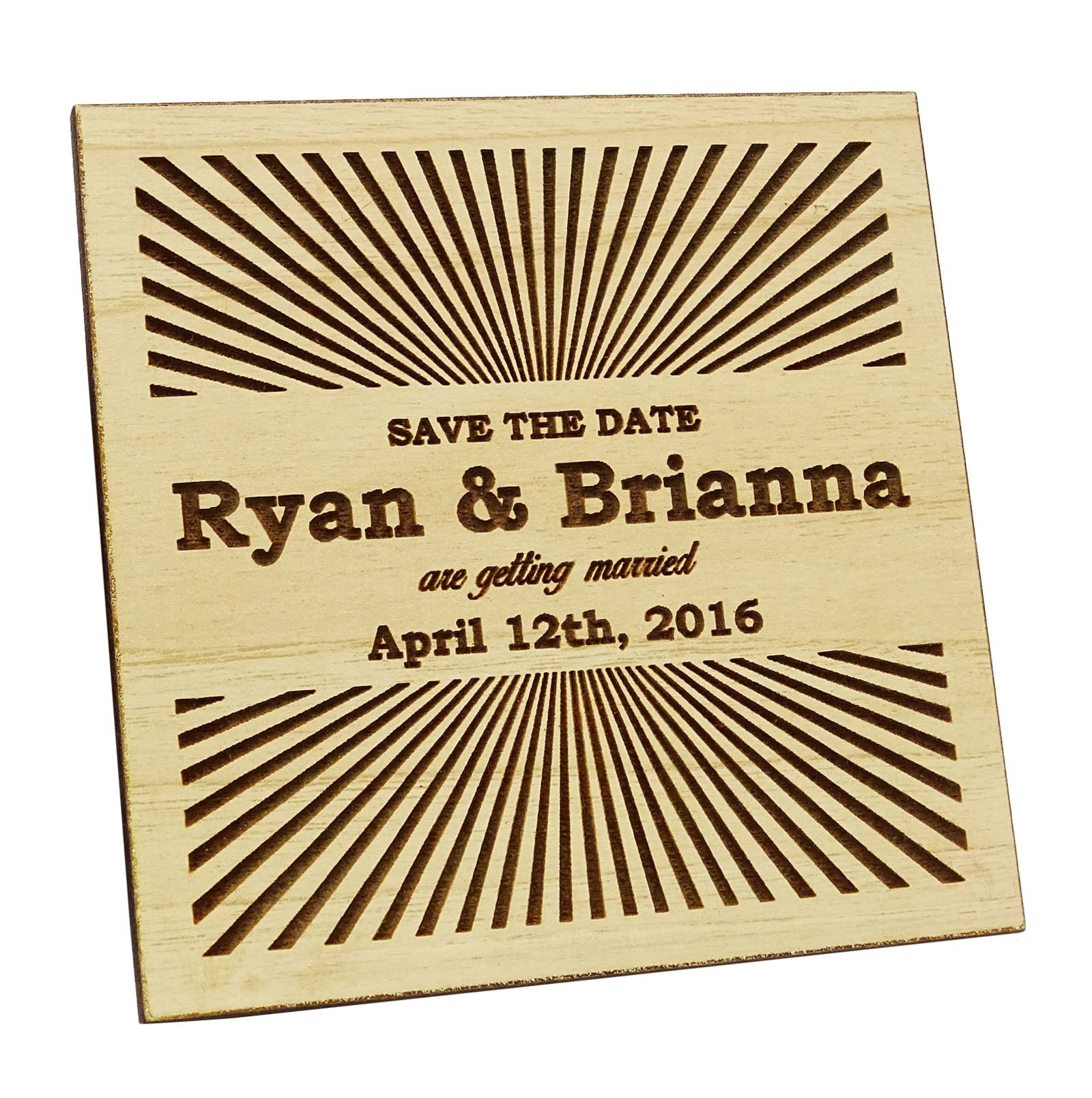 Aimant de mariage en bois gravé save the date pour décoration de frigo rustique
