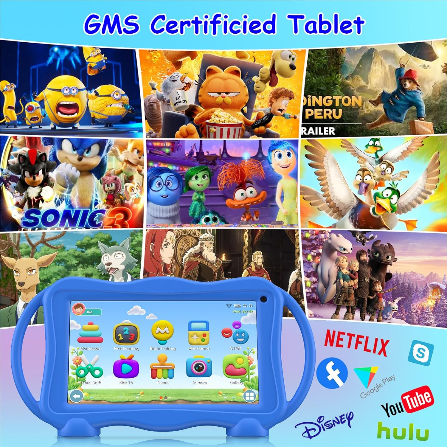 Trayoo Kids Tablet 7 Inch Tablets for Kids 3-12, 32GB Toddler Tablet with Dual Camera, Parental Control, Solid Case, WiFi, GMS, YouTube, Netflix, Android Learning Software Installed (Navy Blue)