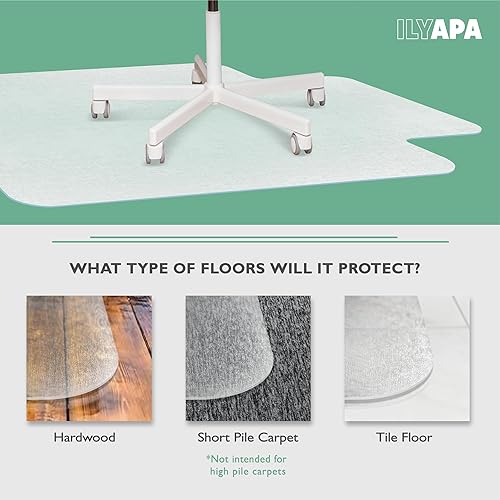 Miniatura 41 de Ilyapa Tapete para silla de oficina para suelo de madera dura, 30 x 48 pulgadas, tapete de PVC para sillas de computadora en suelos de Harwood