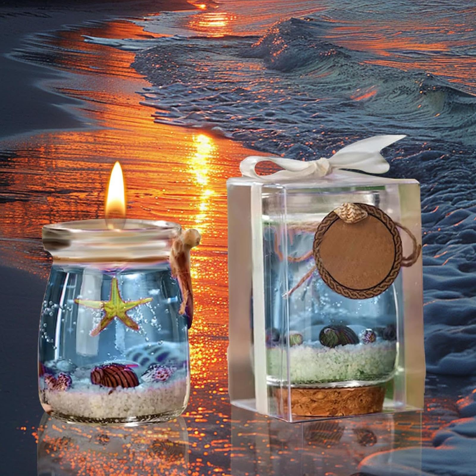 Gel Kerze Blau Lila Rosa Ozean Thema - Ozean Thema Gel Kerzen, Ozean Muschel Gel Wachskerze