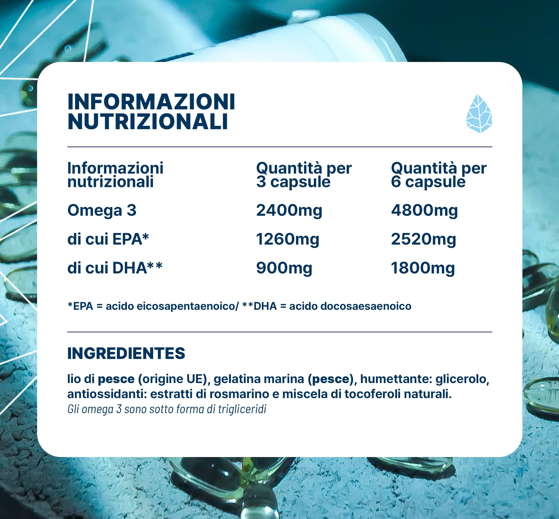Omega 3 3000mg | Integratore alimentare per le difese immunitarie | Olio di pesce certificato | Alta concentrazione di EPA e DHA | Altamente biodisponibile | 270 capsule | Made in France | Nutripure