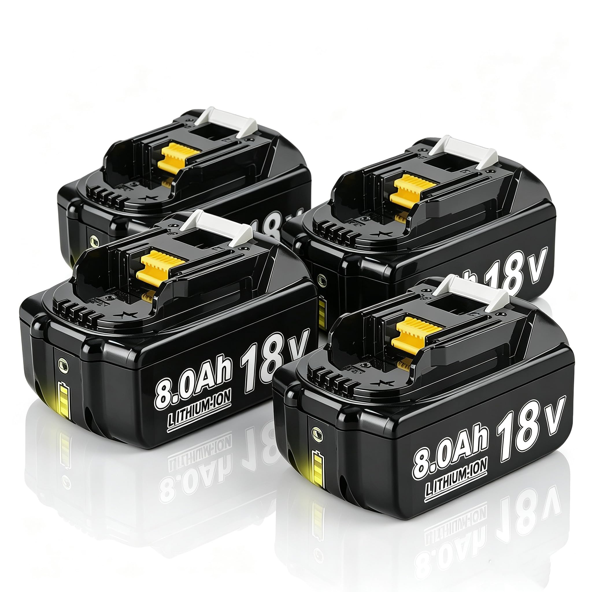 4 Stück 18V 8.0Ah Li-ion Akku Ersatzakku für makita Akku 18V BL1850 BL1850B BL1830 BL1860B BL1845 BL1835 BL1815 194205-3 LXT-400 BL1860 with LED Werkzeugakku