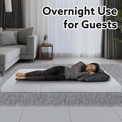 Miniatura 3 de Colchón plegable triple con funda lavable, colchón plegable para suelo (75 x 25 x 4 pulgadas), colchón portátil con bolsa de almacenamiento, colchón