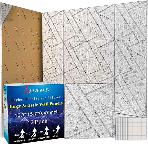 Miniatura 23 de Paquete de 10 paneles insonorizados grandes para pared, 15.7 x 15.7 x 0.4 pulgadas, paneles a prueba de sonido para paredes, 0.9lb/ft³, alta
