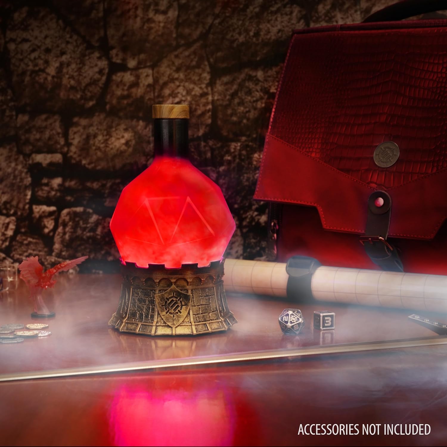 ENHANCE Gaming Sorcerer's Health Potion Light with Swirling Mystical Brew - Potion Bottle Mood Light Prop for Tabletop Game Immersion, Playroom, Desk Decor - Soft Glowing Whirling Goblet (Red Elixir)