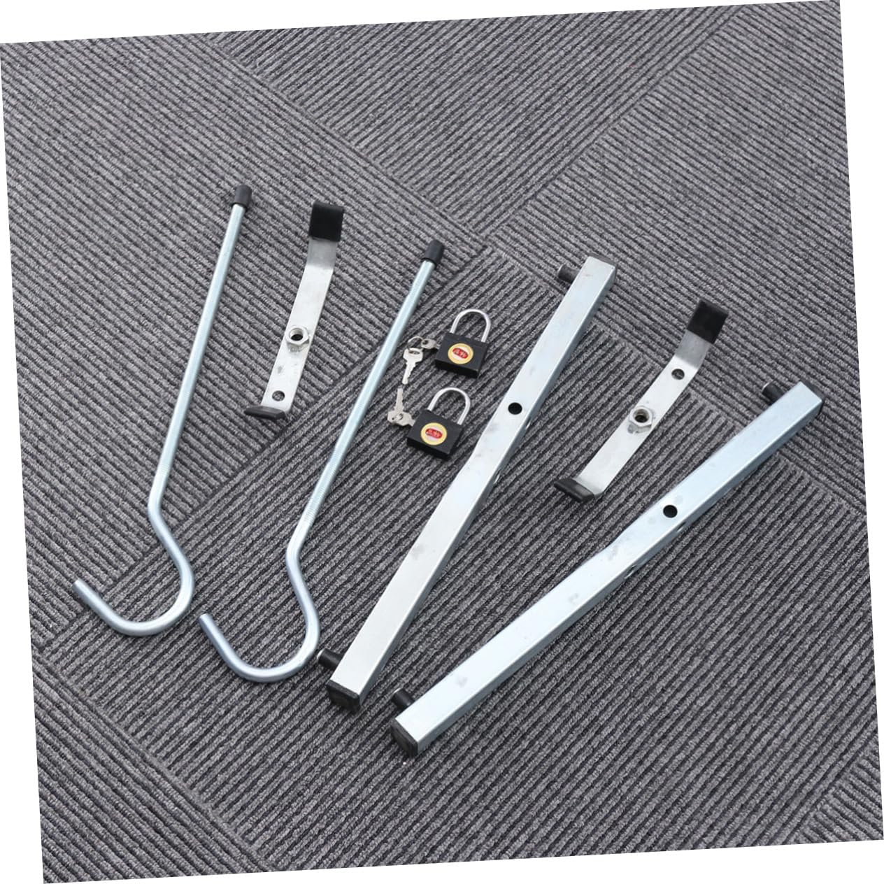 Mobestech Heavy Duty Hook Ladder Clamp Set for Car Roof Carrier Silver Locking Roof Carrier for Secure Ladder Transport