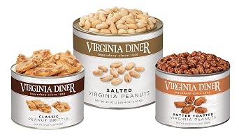 Peanuts Three Ways - Salted XL Virginia Peanuts, Butter Toasted Peanuts and Peanut Brittle from Virginia Diner