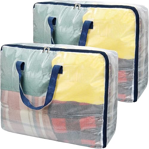Bolsas de almacenamiento transparentes con cremallera, capacidad extra grande de 75 L, armario, organizador de almacenamiento debajo de la cama para