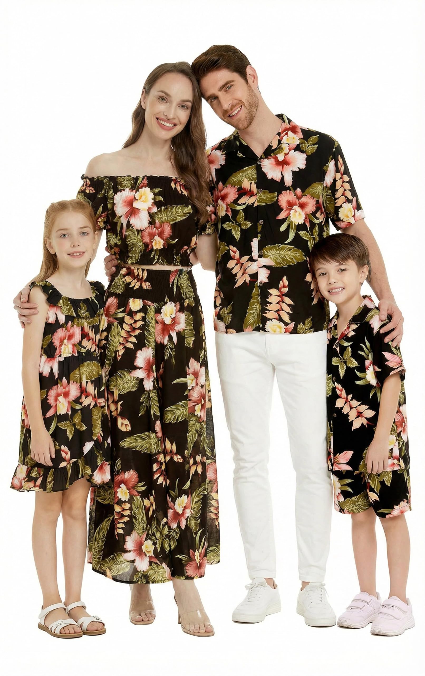 Family Matching Hawaiian Clothes, Black Rafelsia