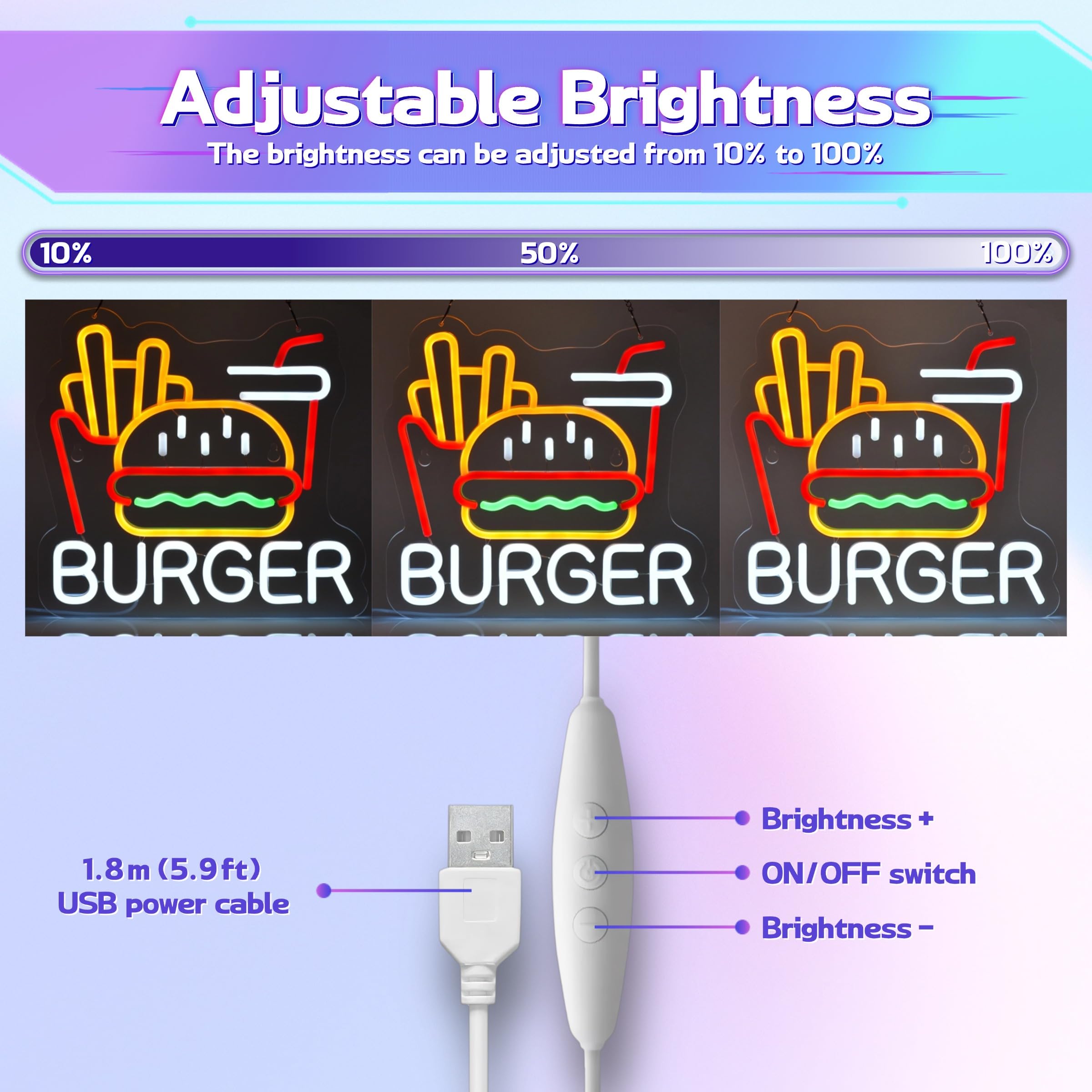 ネオンサイン BURGER ハンバーガー 店舗装飾 インテリア レストラン