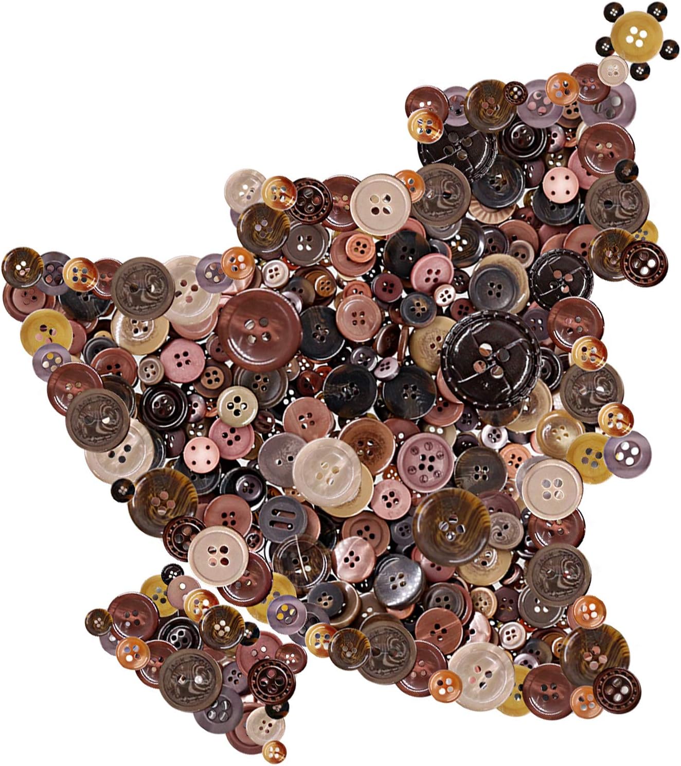 Swpeet 1000Pcs Christmas Craft Buttons, 2 & 4 Hole Brown Round Resin Sewing Buttons - Suitable for Christmas Sewing Decorations, Art & Crafts Projects DIY Decoration