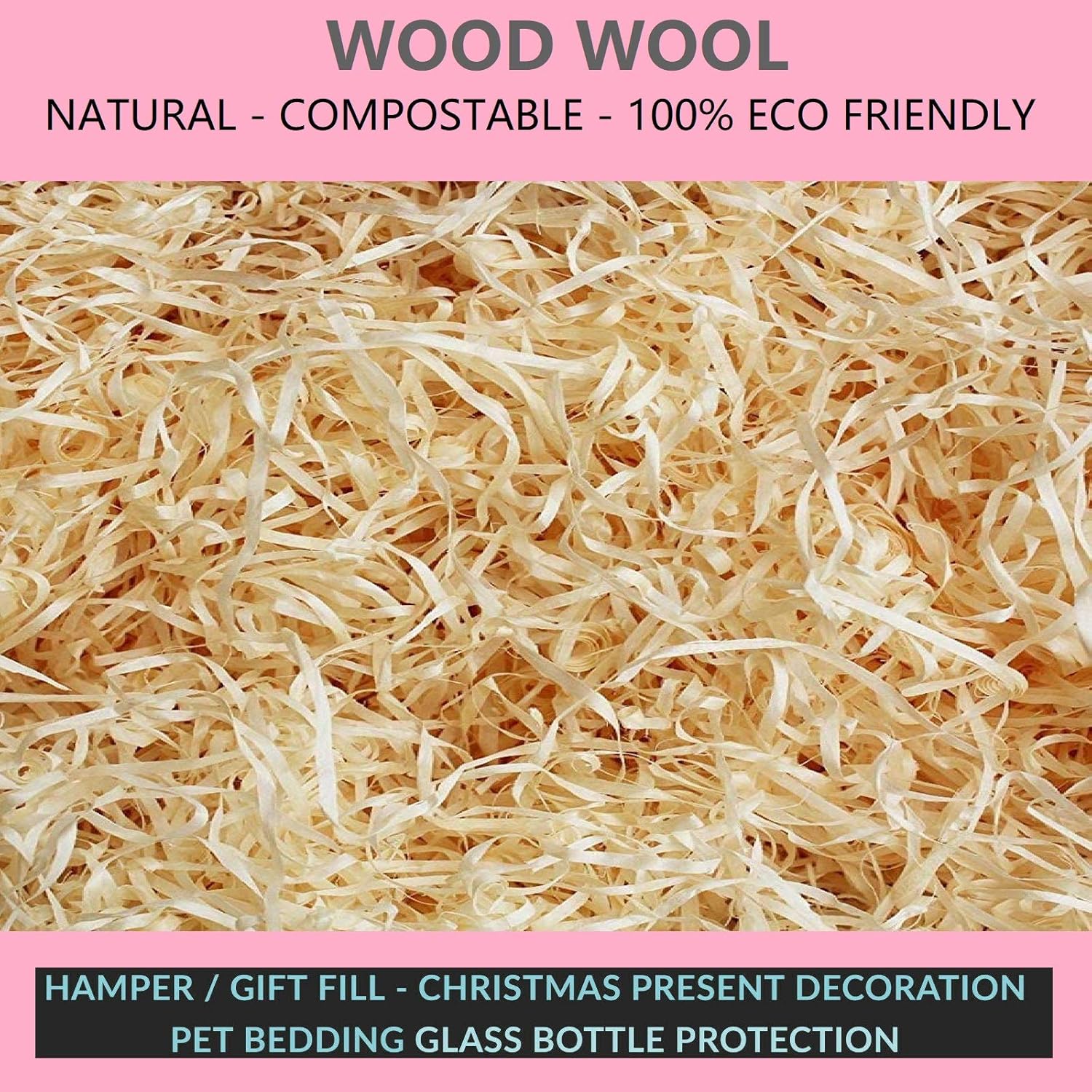 Wood Wool Packaging Hamper Fill Filling Gift Basket Shred WoodWool Pets