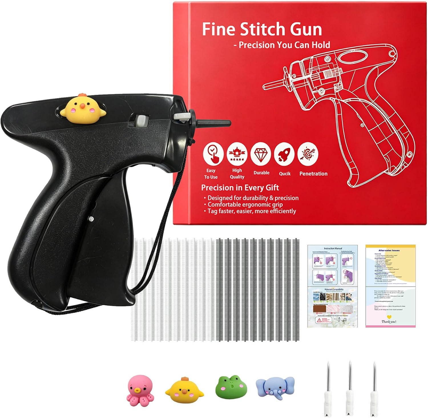 Stitchy Quick Tagging Gun – Mini Handheld Clothing Stitch Gun for Fabric Repair, Garments, Sewing, Label Attachment, Curtains, Upholstery & DIY Craft Use (Pure Night Black)