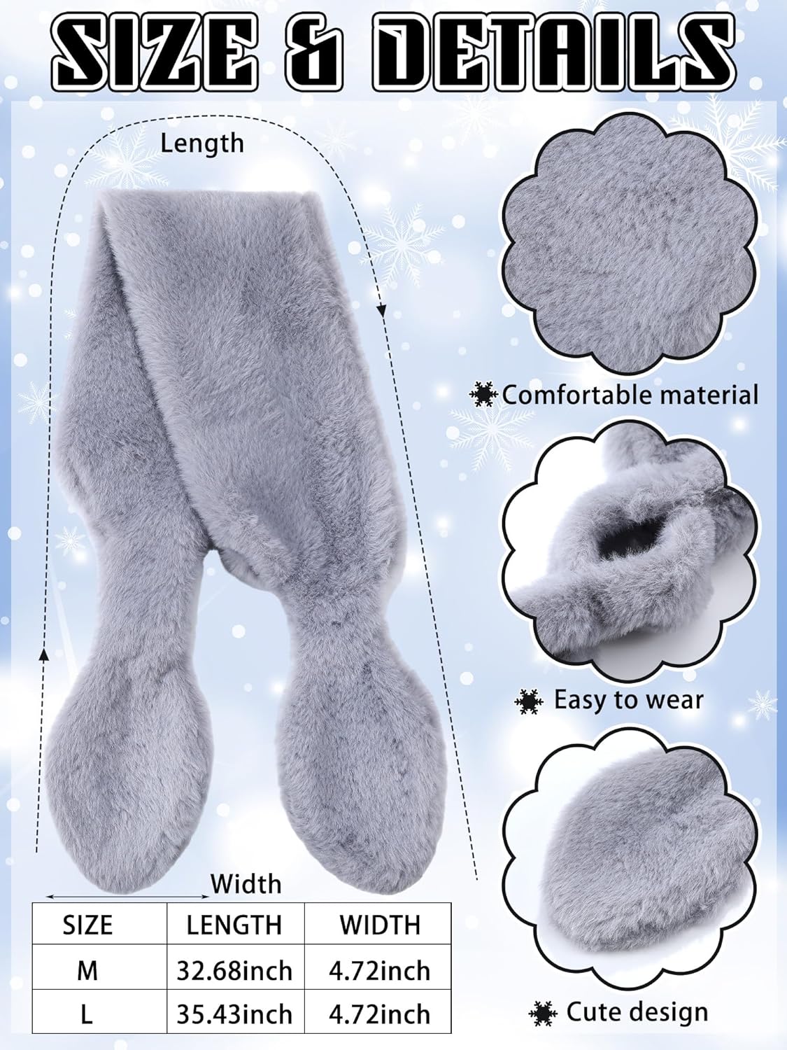 4 Pcs Women Faux Fur Scarf Faux Furry Collar Loophole Scarves Fuzzy Neck Warmer for Winter - Image 3