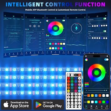 4PCS Car LED Interior Lights 72 LED Neon Car Lights DC 12V Multicolor Music Strip Light Under Dash Lighting Kit Floor Decor Atmosphere Strip Lamp Car Accessories with Sound Active and APP Function