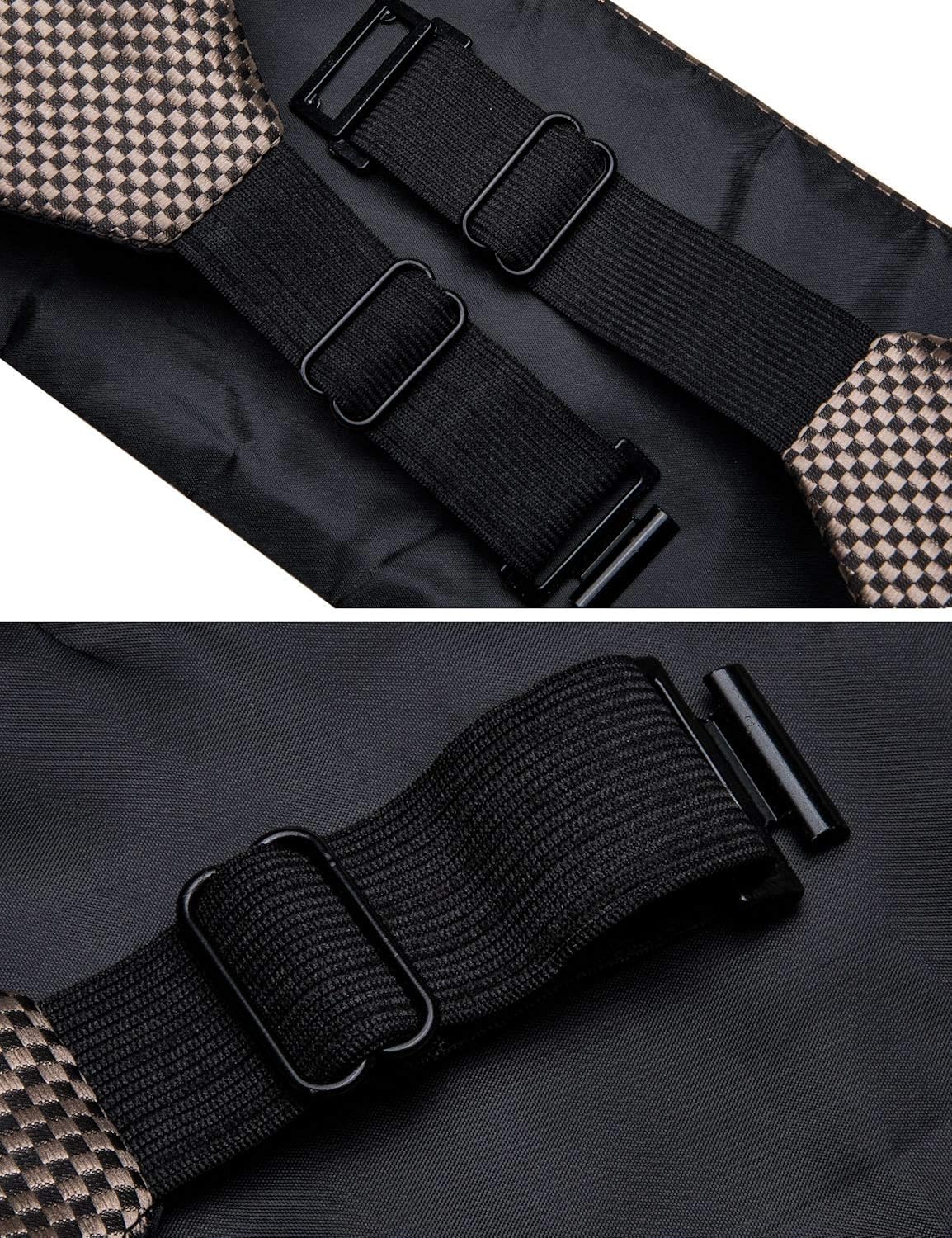 Barry.Wang Men Brown Check Cummerbund and Bow Tie Set Satin Belt with Pocket Square Cufflink : Clothing, Shoes & Jewelry