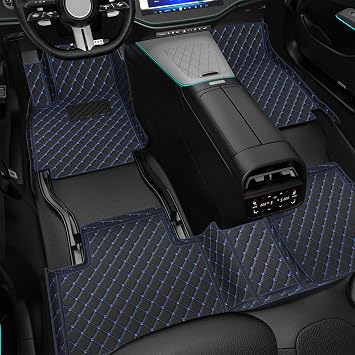 for Acura MDX 2014-2020 5seats Car Mats, Premium Car Floor Mats Leather Full Coverage Car Mats All Weather Car Carpet Luxury Auto Floor LinersBlack Blue,Full Set
