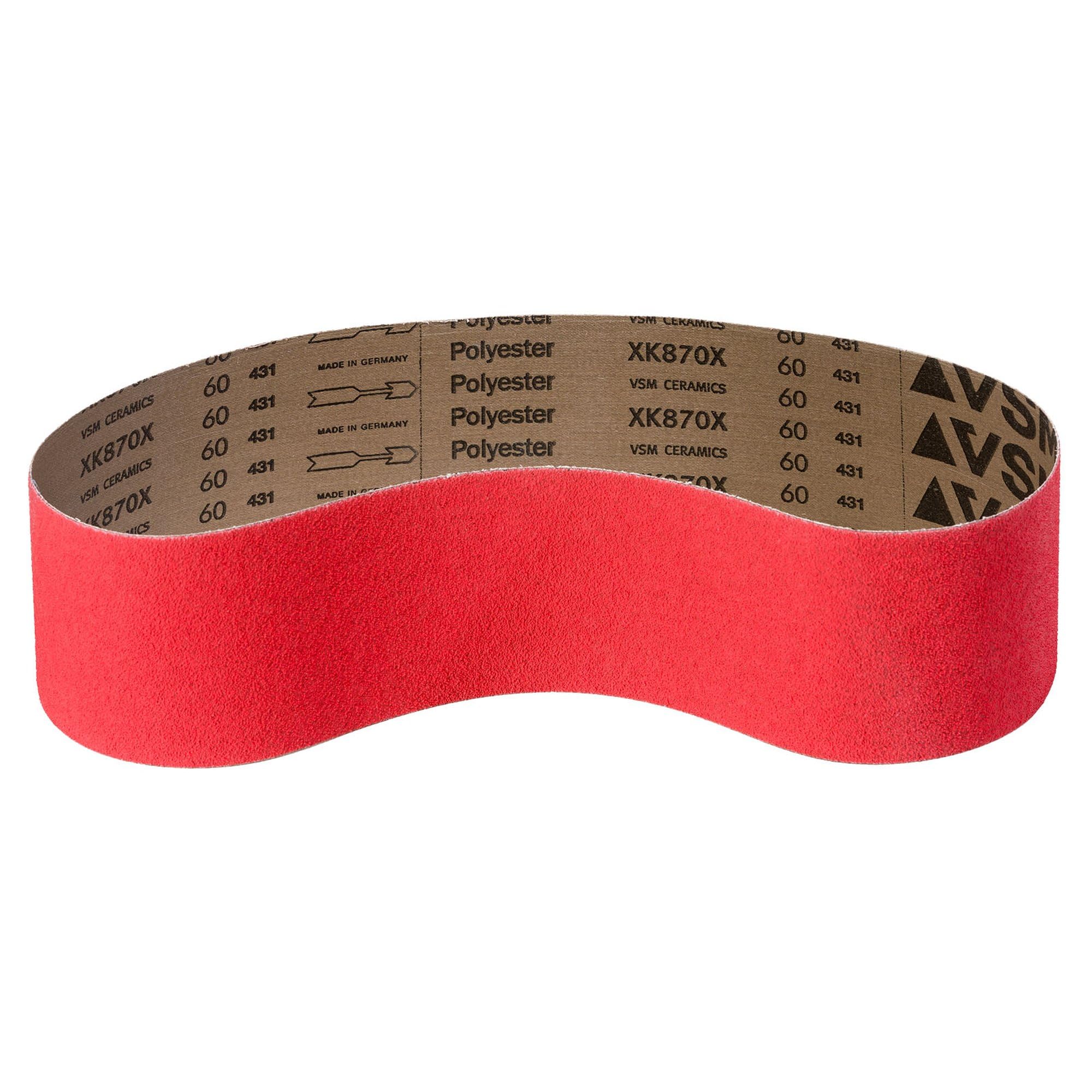 VSM XK870X - Cinta de lija (100 x 3500 mm, grano P50, 20 unidades, grano cerámico agresivo para metal y acero inoxidable), base de tejido resistente, resistente al agua, bandas de lijado profesionales