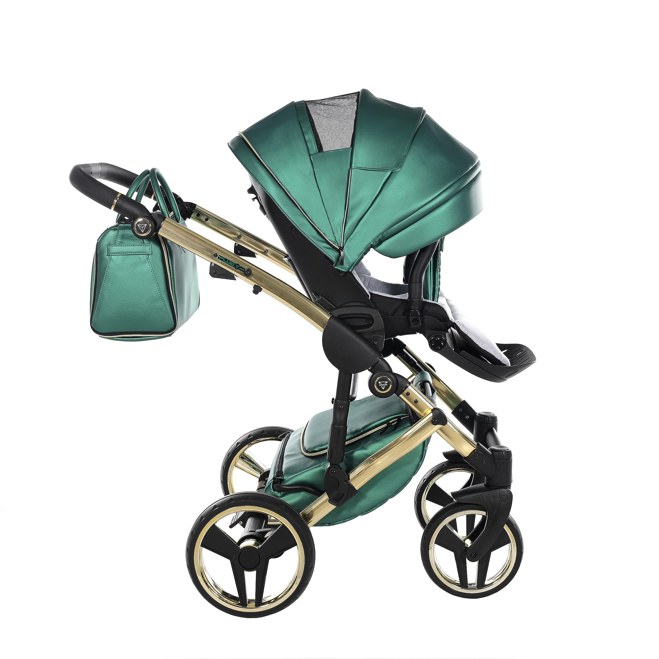 Junama Poussette Diamond Fluo 2en1 3en1 4en1 (02 - vert, 4en1 avec base ISOFIX)