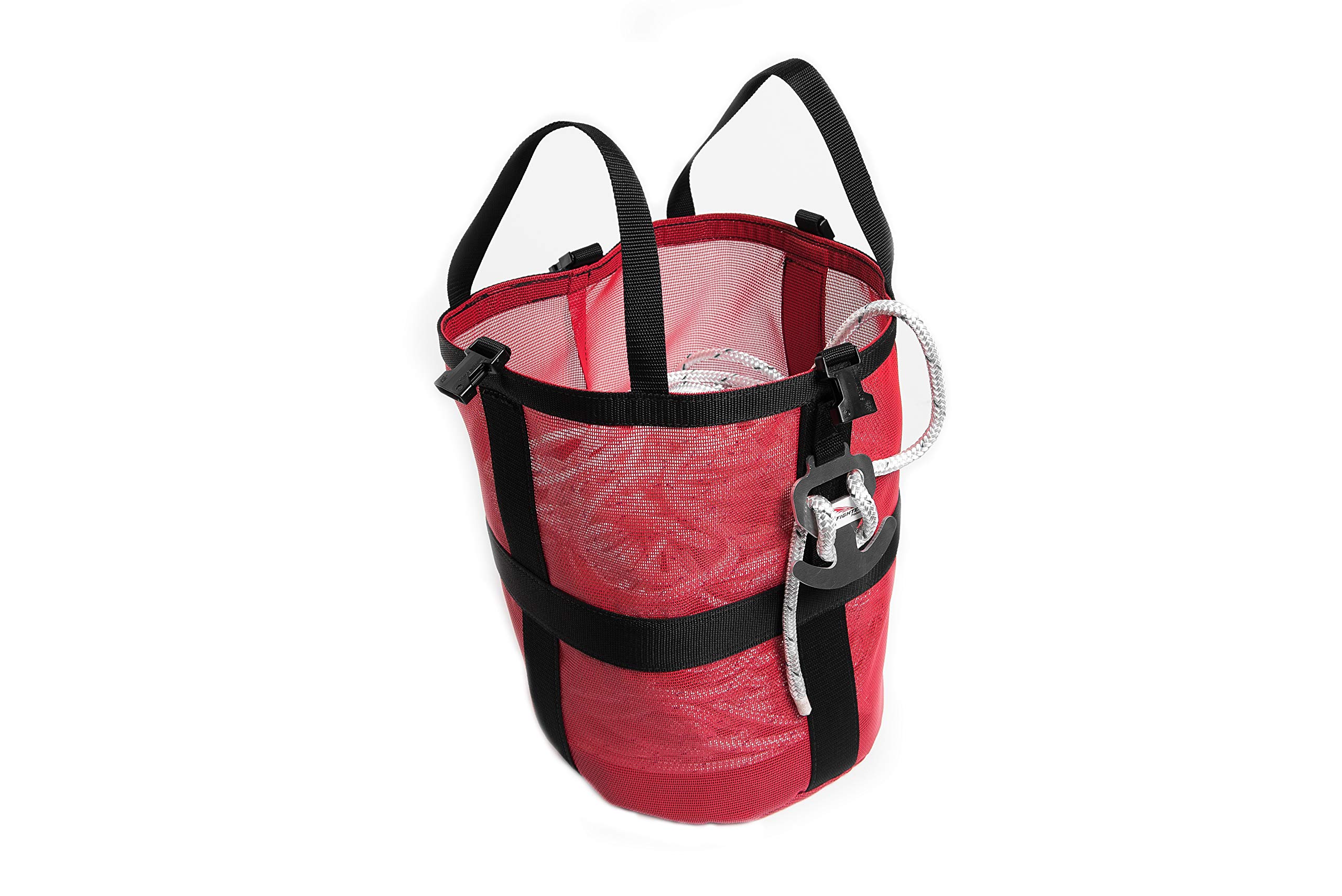 Fish Fighter Anchor Rope Bag - Boat Accessories for Easy Anchor Line Storage - High Visibility Red, Floats, Free Standing Design, Breathable Mesh Material