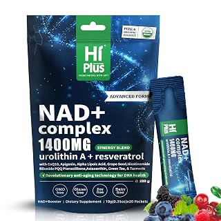 1400mg NAD+ Liquid Supplement for Anti Aging and Cell Regeneration, Urolithin A, Premium Alternative Liposomal, Nicotinamide Riboside with Resveratrol, PQQ & CoQ10 - Advanced Cellular Energy, 20 Pack - Amazon product rated Grade A