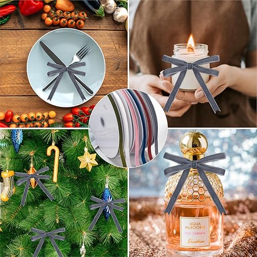 Miniatura 144 de Cinta de terciopelo caqui, cinta de terciopelo dorado vintage de 5/8 pulgadas x 25 yardas, cintas finas para adornos de árbol de Navidad, envoltura