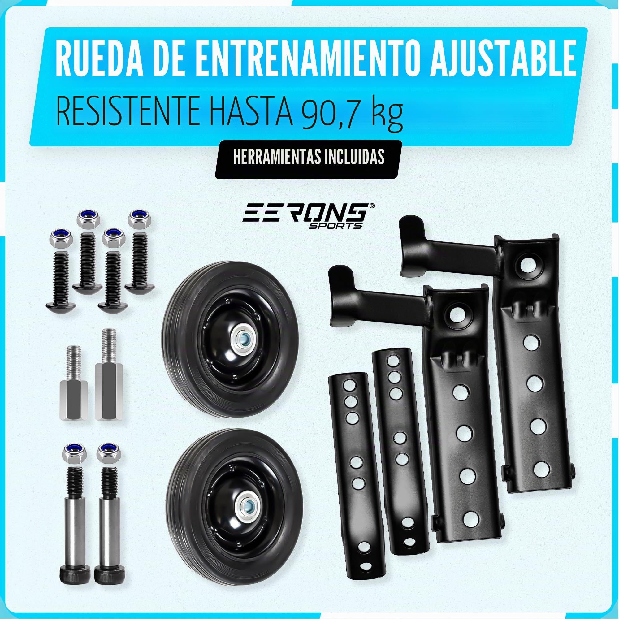 Rueda de entrenamiento ajustable resistente, se adapta a bicicletas de 24 a 29 pulgadas, perfecta para aprendizaje y apoyo de equilibrio, ayuda de aprendizaje de bicicleta, soporta hasta 200 libras |