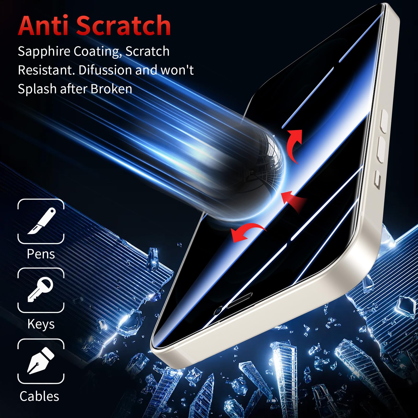3pcs Privacy Vetro temperato,for iPhone 12 Pro Max Mini Anti Spy Protezione dello schermo-for iPhone 12