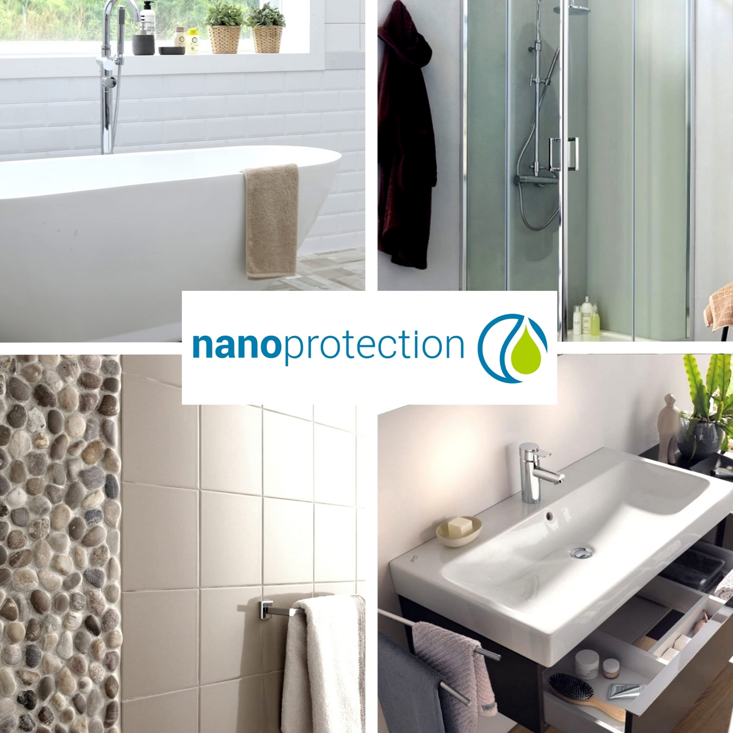 NANOPROTECTION – Detergente e protezione anticalcare per vetro e ceramica | impermeabile e antigoccia | cabina doccia – bagno – piastrelle – specchio