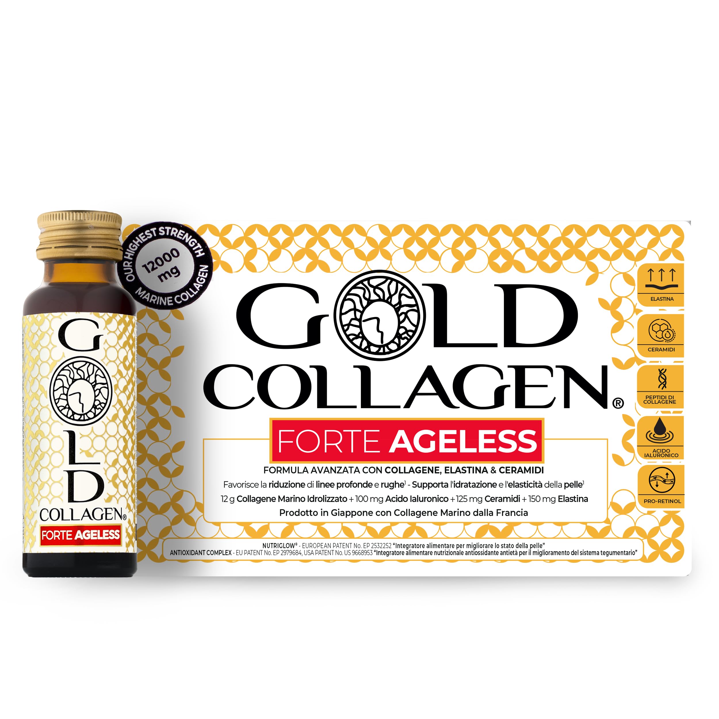 GOLD COLLAGEN Forte Ageless - Collagene Integratore Antirughe Antiossidante Ridu